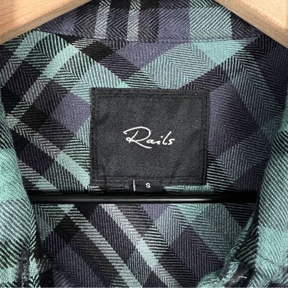 Rails Hunter Relaxed Fit Plaid Long Sleeve Button Down Shirt Smoke Agave Small - Picture 5 of 8